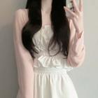 Cropped Camisole Top / Cardigan / Wide Leg Shorts / Set
