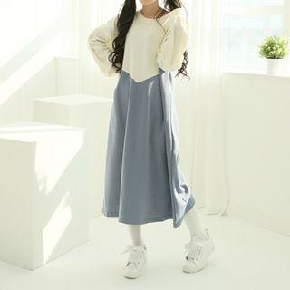 Two-tone Long Sweatshirt Dress