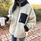 Reversible Sherpa Fleece Zip Jacket Ivory - One Size
