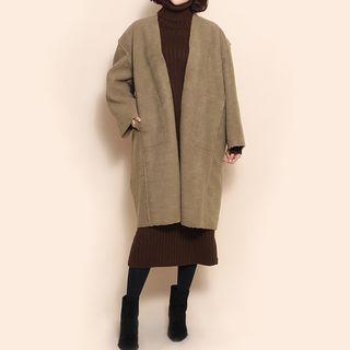 Lapeless Sherpa-fleece Coat