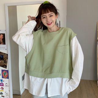 Front Pocket Mock Two Piece Top