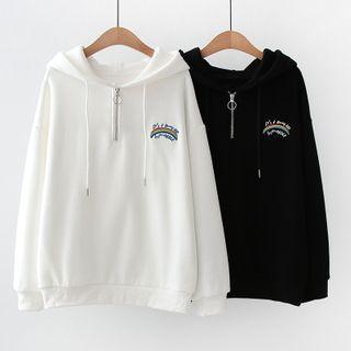 Rainbow Embroidered Half-zip Hoodie
