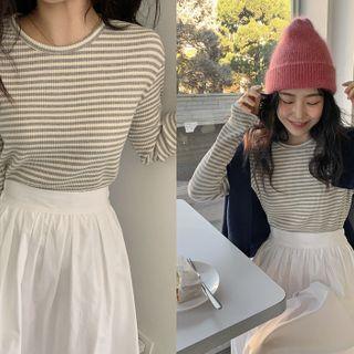 Crewneck Striped Ribbed T-shirt