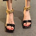 Chain Ankle Strap Kitten Heel Sandals
