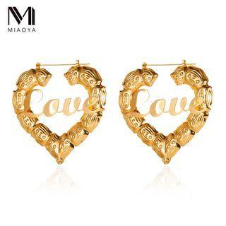 Lettering Heart Alloy Earring (various Designs)