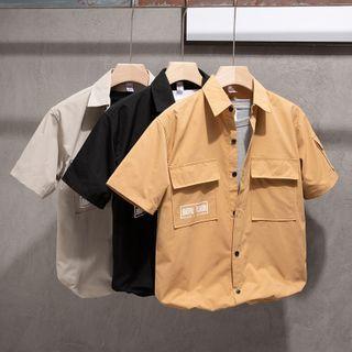 Short-sleeve Lettering Pocket Detail Shirt