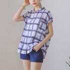 Cap-sleeve Check Shirt