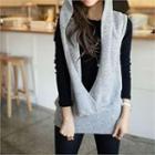 Wrap-front Hooded Knit Vest