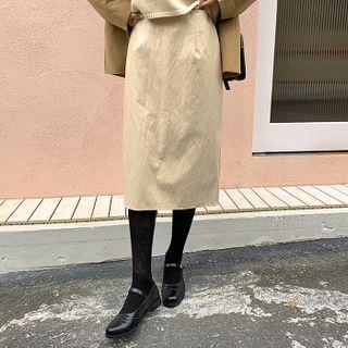 H-line Midi Pleather Skirt