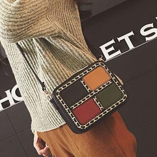 Chain Detail Color Block Crossbody Bag