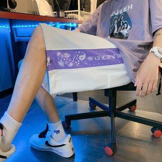 Lettering Paisley Print Wide Leg Shorts