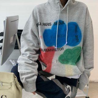 Lettering Graffiti Hoodie Gray - One Size