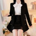 Double Breasted Blazer / Sequined A-line Skirt / Bow Blouse / Set