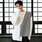 Mock Two-piece Houndstooth Panel T-shirt