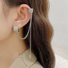 Alloy Chained Dangle Earring Ge2614 - 1pc - Silver - One Size