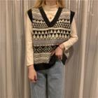 Patterned Knit Sweater Vest