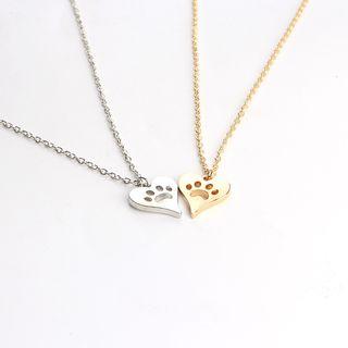 Cutout Paw Heart Necklace