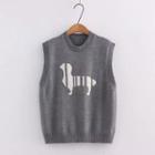 Cartoon Jacquard Round Neck Knit Vest