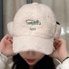 Lettering Embroidered Chenille Earflap Baseball Cap