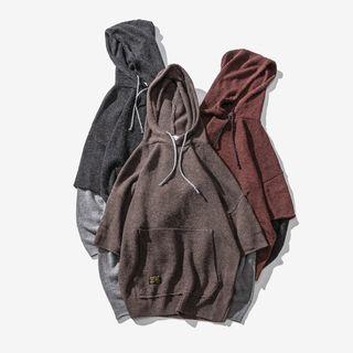 Mock Two-piece Long-sleeve Knit Hoodie