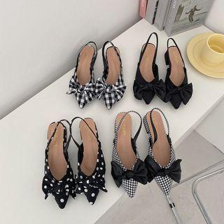 Pointy-toe Bow Block Heel Sandals