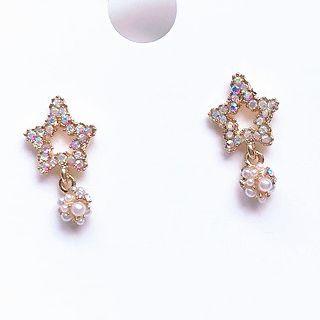 Rhinestone Star Dangle Earring S925 Sterling Silver - As Shown In Figure - One Size
