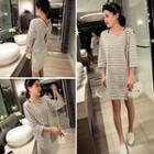 3/4-sleeve Striped T-shirt Dress