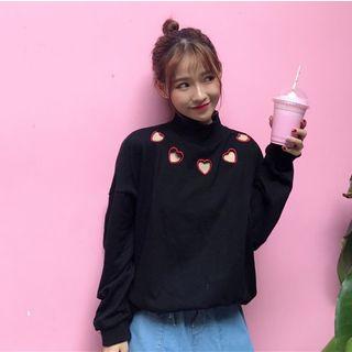 Cut Out Heart High Neck Pullover