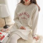 Round-neck Letter Print Long Pullover