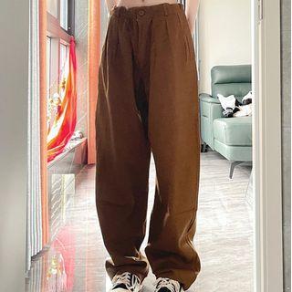 Low-rise Plain Baggy Pants