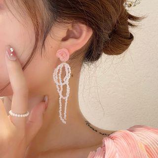 Flower Faux Pearl Chain Dangle Earring