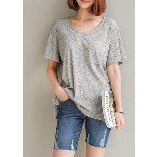Scoop-neck Flutter-sleeve T-shirt
