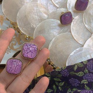 Retro Gemstone Square Earring