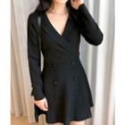 Button-trim Knit Minidress