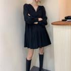 Lantern-sleeve Tiered Mini A-line Dress