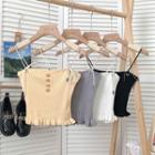 Ruffled-hem Lettering-strap Camisole Top