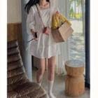 Square-neck Ruffle Trim Mini A-line Dress