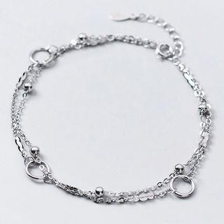 925 Sterling Silver Hoop Faux Crystal Bracelet Bracelet As Shown In Figure - One Size