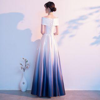 Short-sleeve Ombre Evening Gown