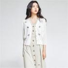 Heart Sequined Cardigan White - One Size