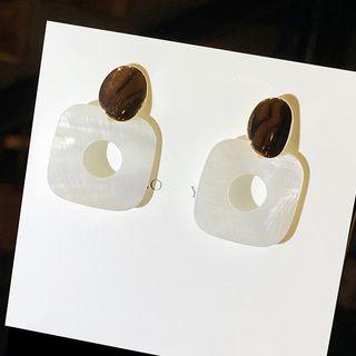 Acrylic Square Dangle Earring 925 Sterling Silver Pin - One Size