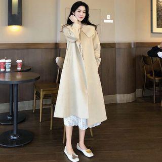 Peter Pan-collar Light Wool Coat With Sash