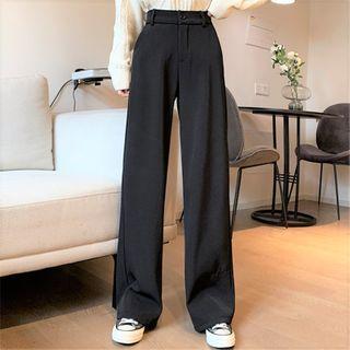 Fleece-lined Plain High-waist Pants