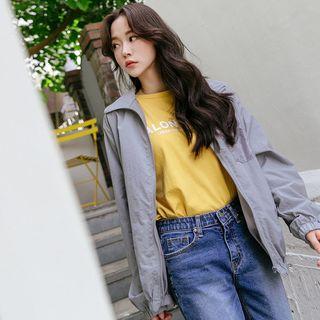 Plus Size Patent-pocket Windbreaker