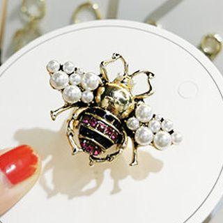 Faux Pearl Bee Brooch As Shown In Figure - One Size