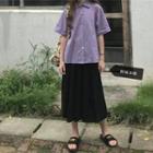 Short-sleeve Shirt / Midi Pleated Skirt