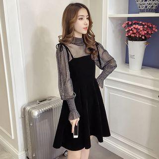 Set : Plain Mesh Top + Silk Skirt