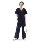Ramie-blend Jumpsuit With Sash