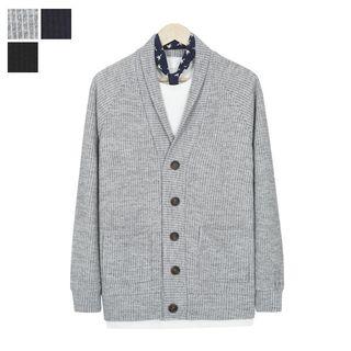 Shawl-collar Button-down Cardigan