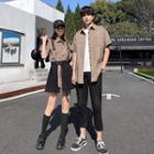 Couple Matching Short-sleeve Plaid Shirt / Pants / Mini A-line Skirt / Set